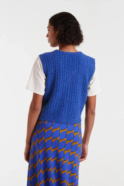 CF Button Knit Vest Blue