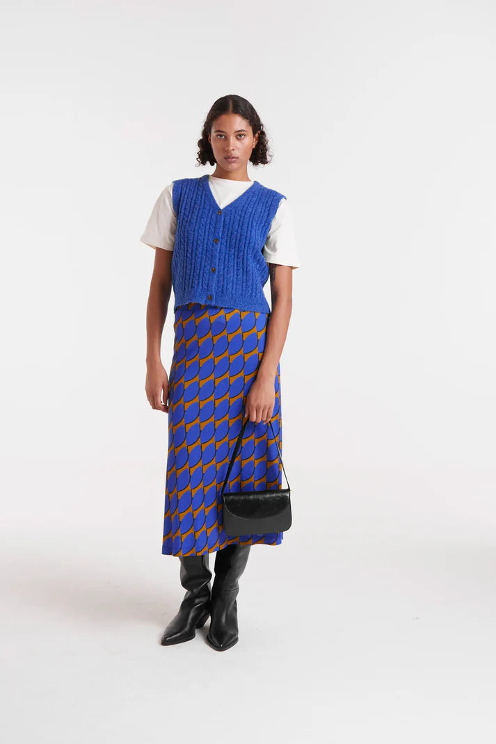 CF Button Knit Vest Blue