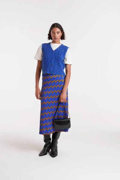 CF Button Knit Vest Blue