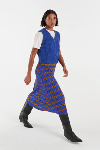 CF Button Knit Vest Blue