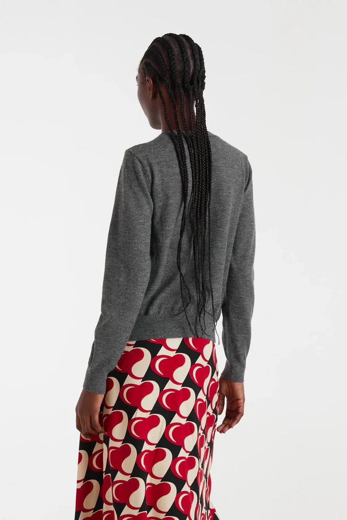 CF Cardigan Dark Grey/ Flower Buttons