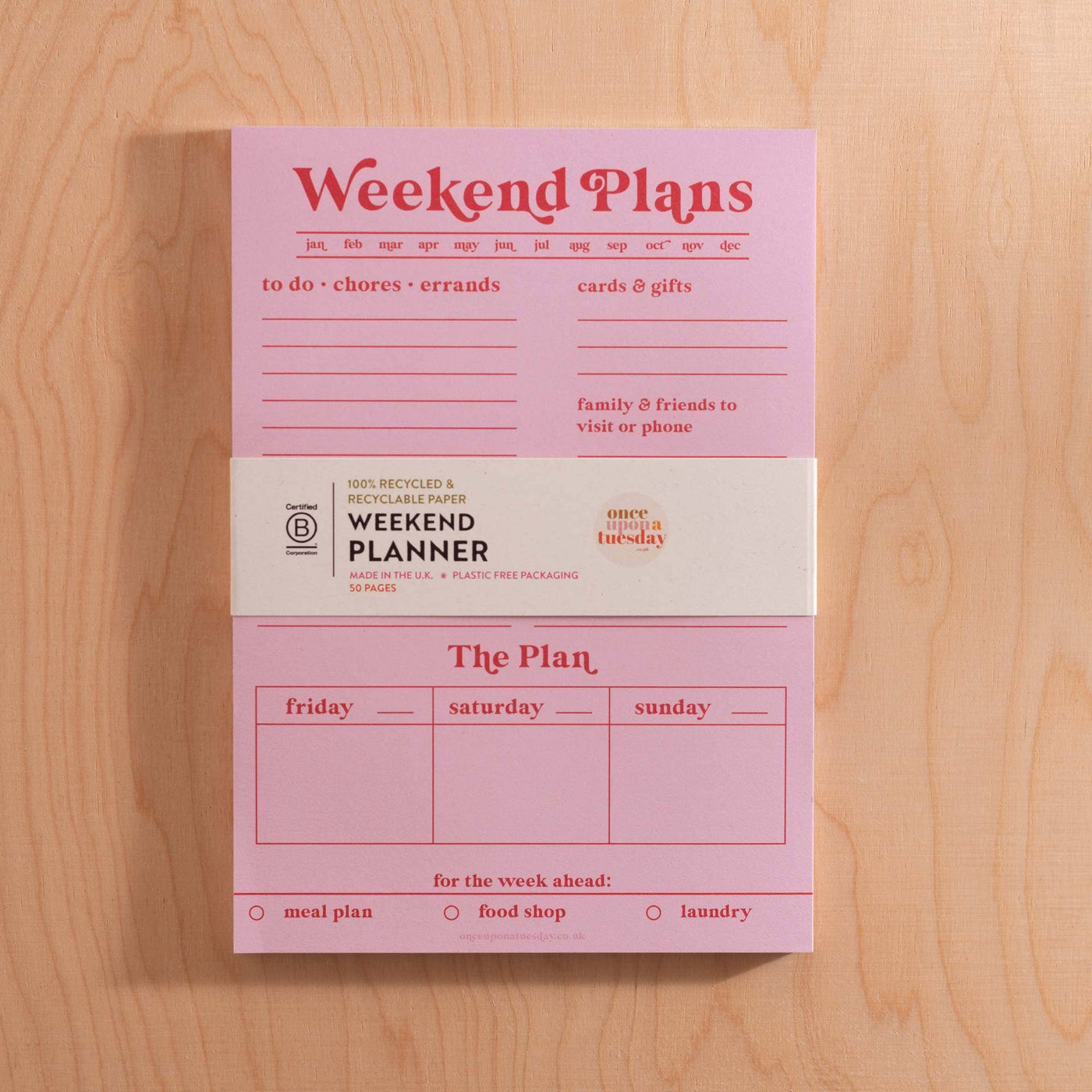 Weekend Planner Pad A5 | Pink & Red