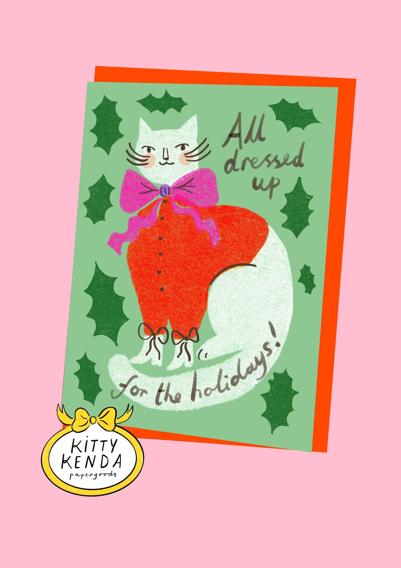 All Dressed Up Cat Holidays Card