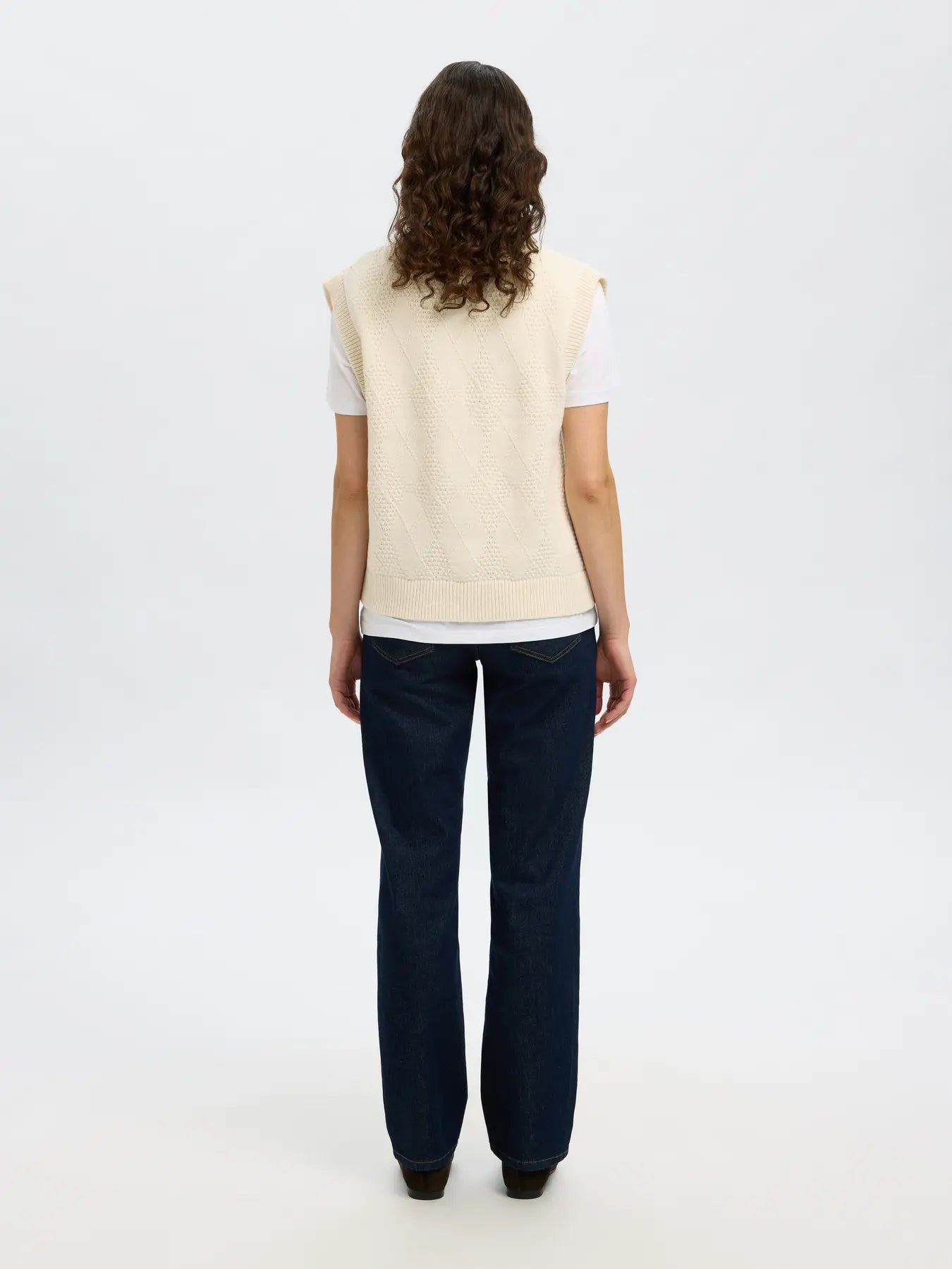SlfEa Button Knit Vest Snow White