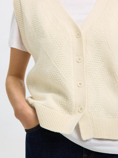 SlfEa Button Knit Vest Snow White