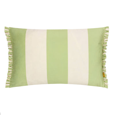 Araya Striped Velvet Cushion Green: Green 30 x 50cm