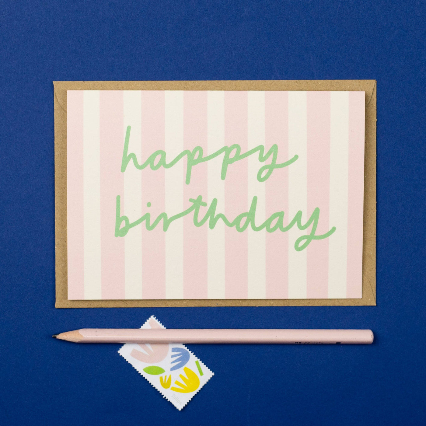 Striped Happy birthday card