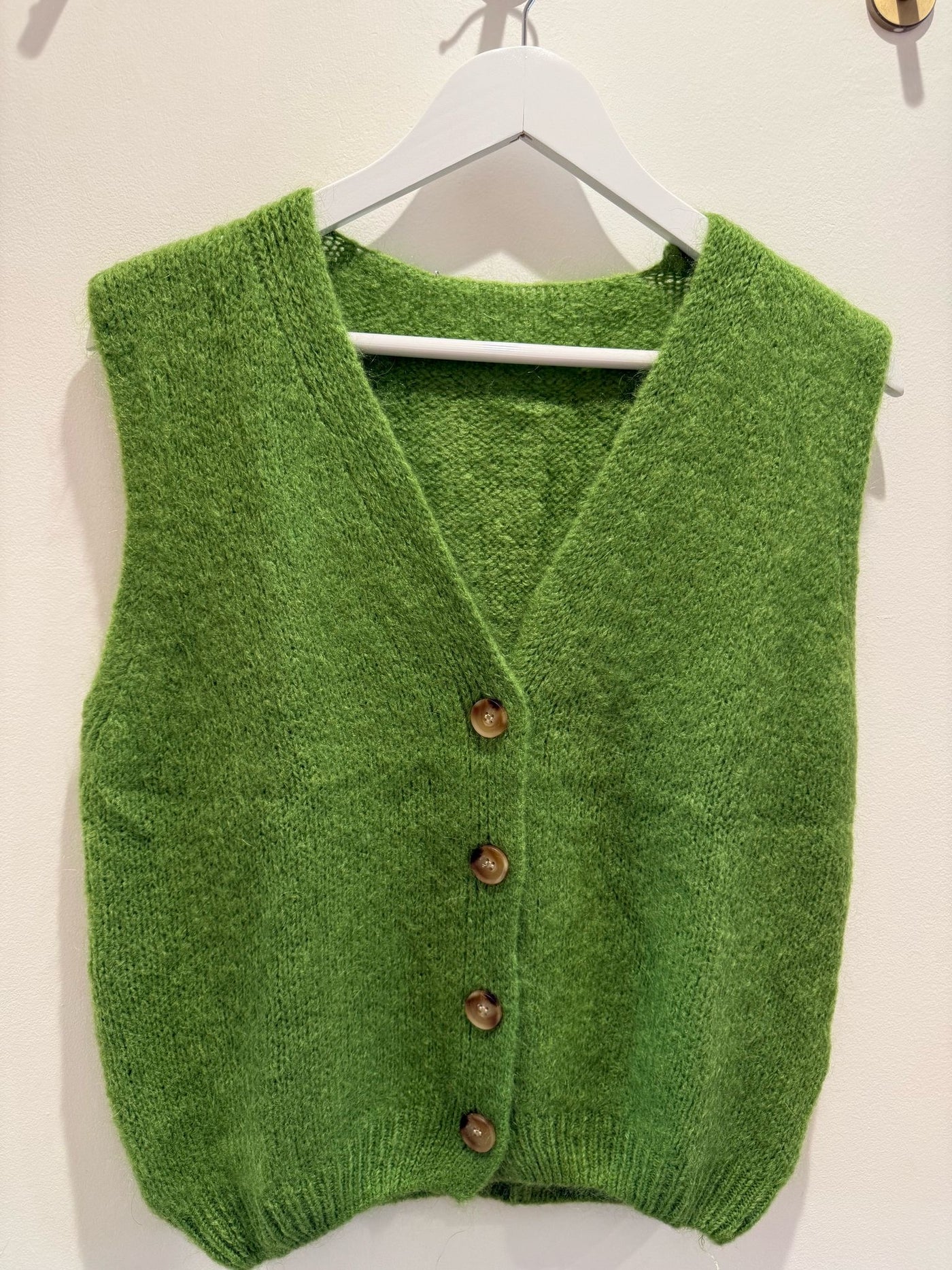 Mohair Button Vest - Green