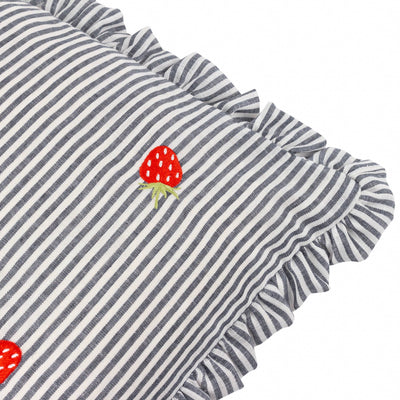 Les Fruites Embroidered Ruffle Cushion Strawberries: Strawberries - 30 x 50cm