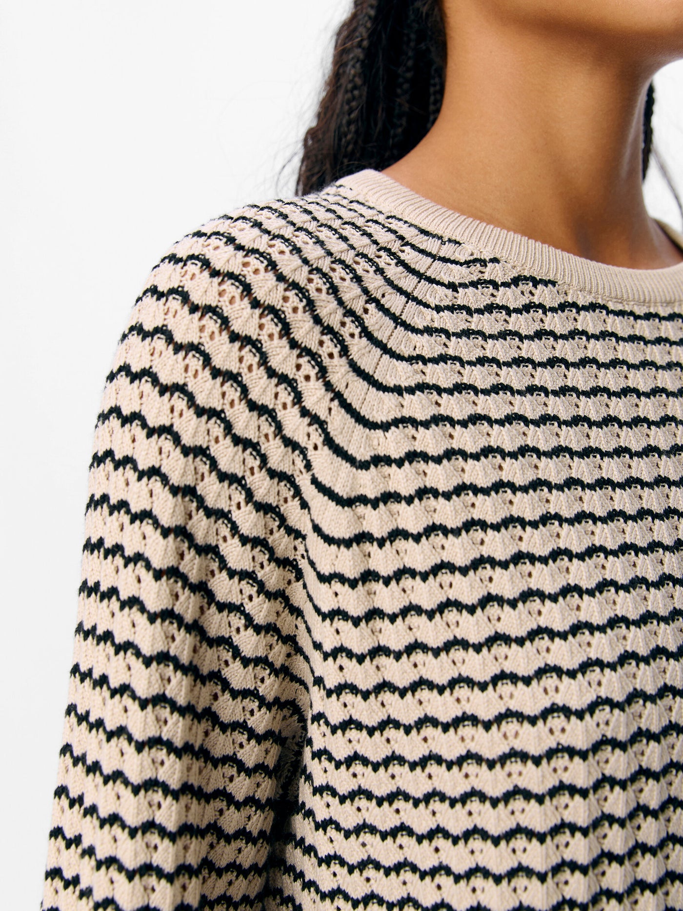 ObjEster Knit Pattern Sandshell/Black