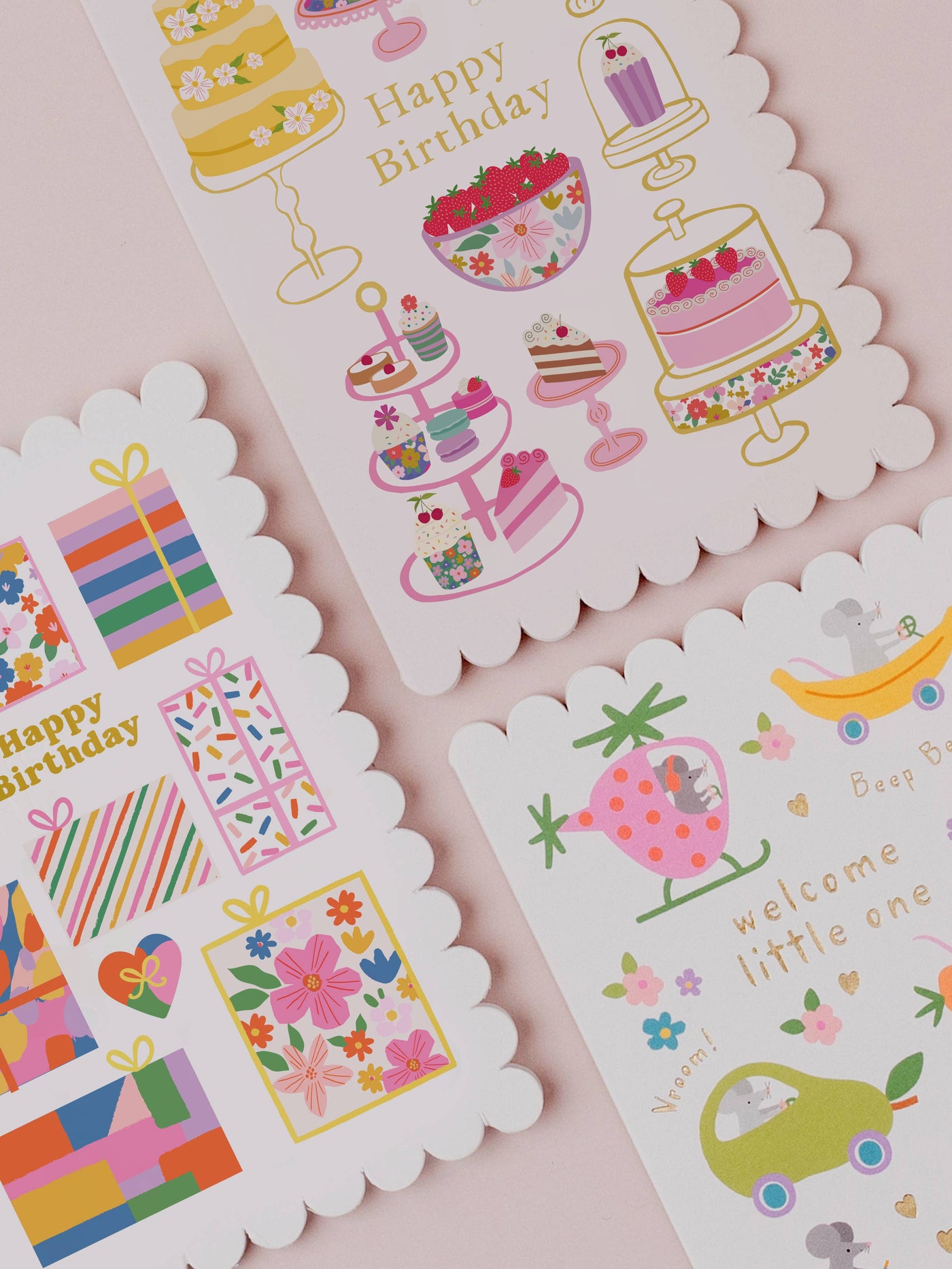 Sweet Celebrations Birthday Card |  Scalloped Birthday card