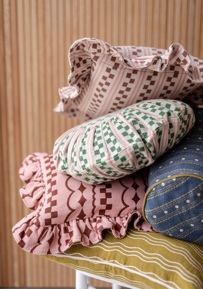 Cotton Cushion in Pink Stripe