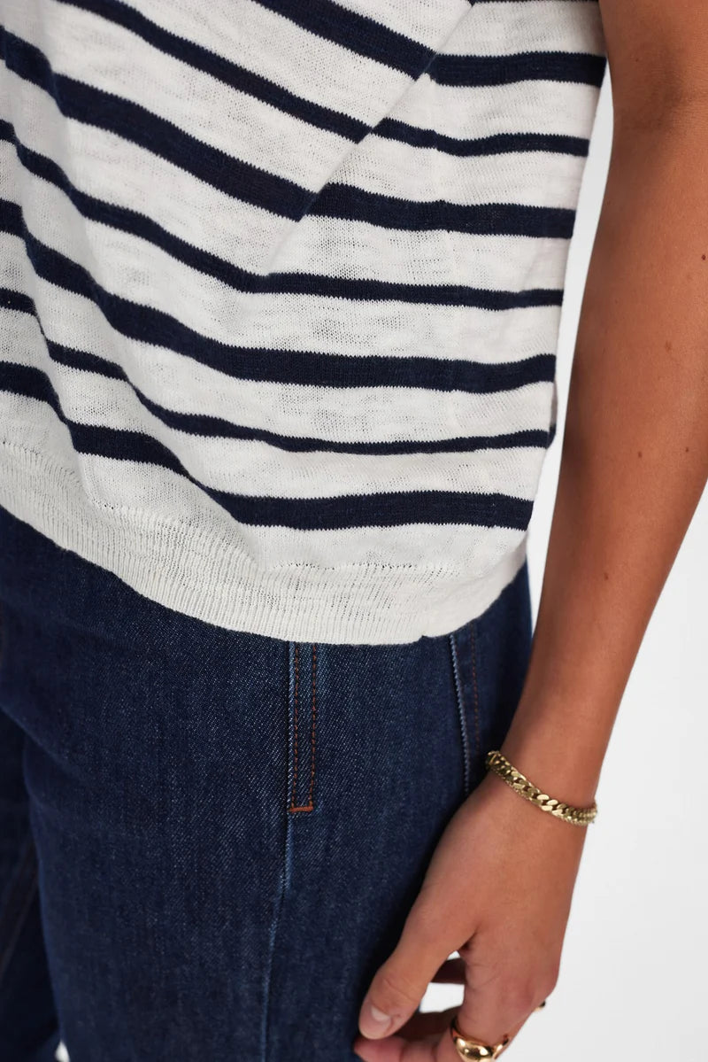 NuKiki V-Neck Knit Sapphire Stripes