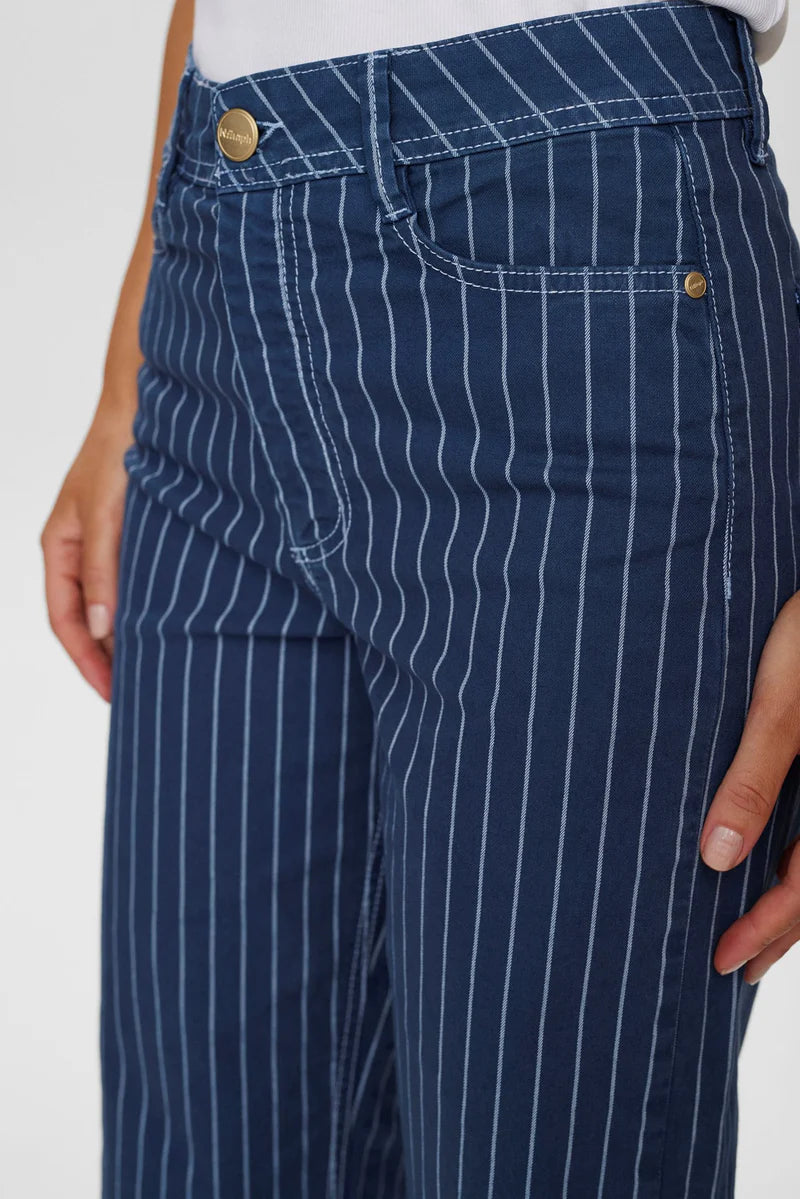 NuParis Cropped Jeans Dress Blues Stripe