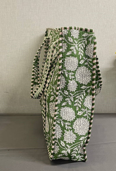 100% Cotton Kantha Quilted Boho Reversible Floral Tote Bag