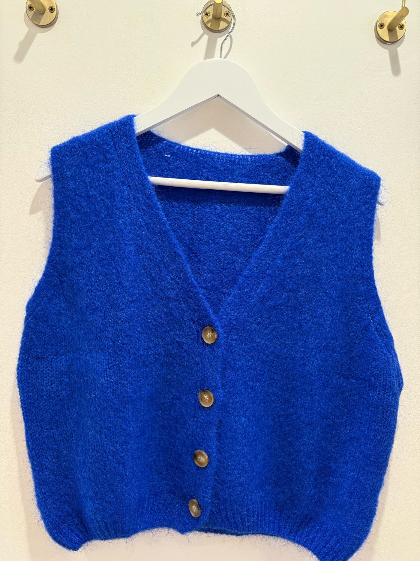 Mohair Button Vest - Cobalt Blue