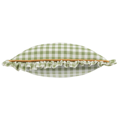 Maude Gingham Reversible Piped Cushion Sage 45 x 45cm