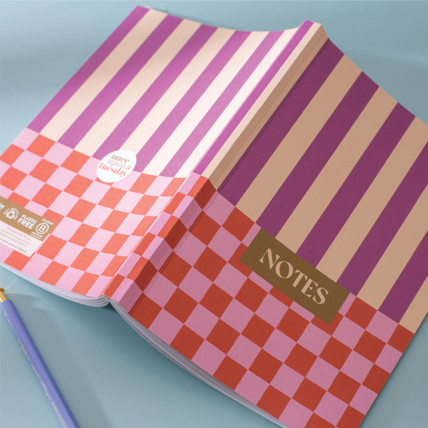 A5 Lay Flat Notebook | Checks & Stripes | Lined