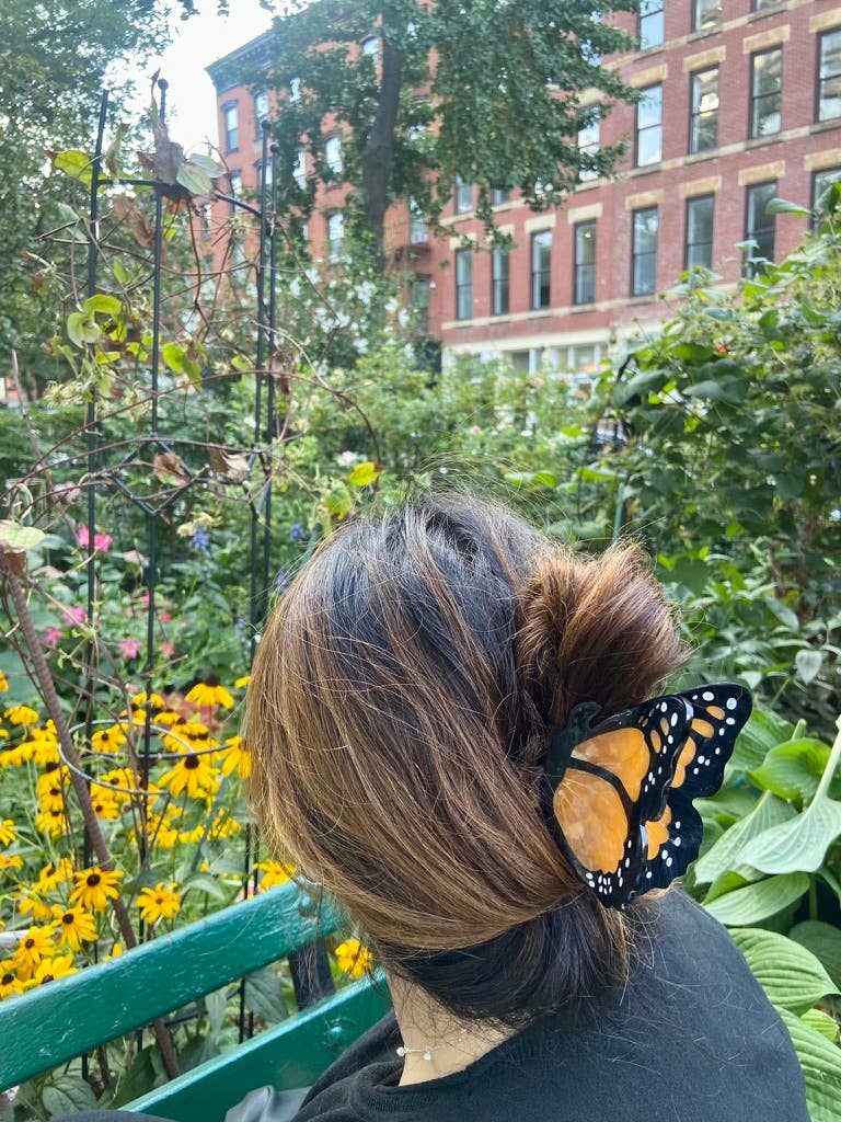 Hand-painted Monarch Butterfly Claw Hair Clip | Eco-Friendly: Pink