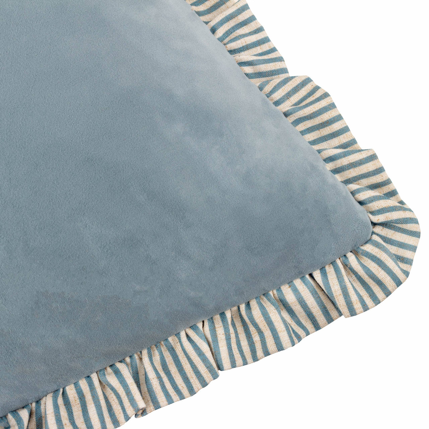 Solene Ruffle Matte Velvet Cushion Blue: Blue 45 x 45cm