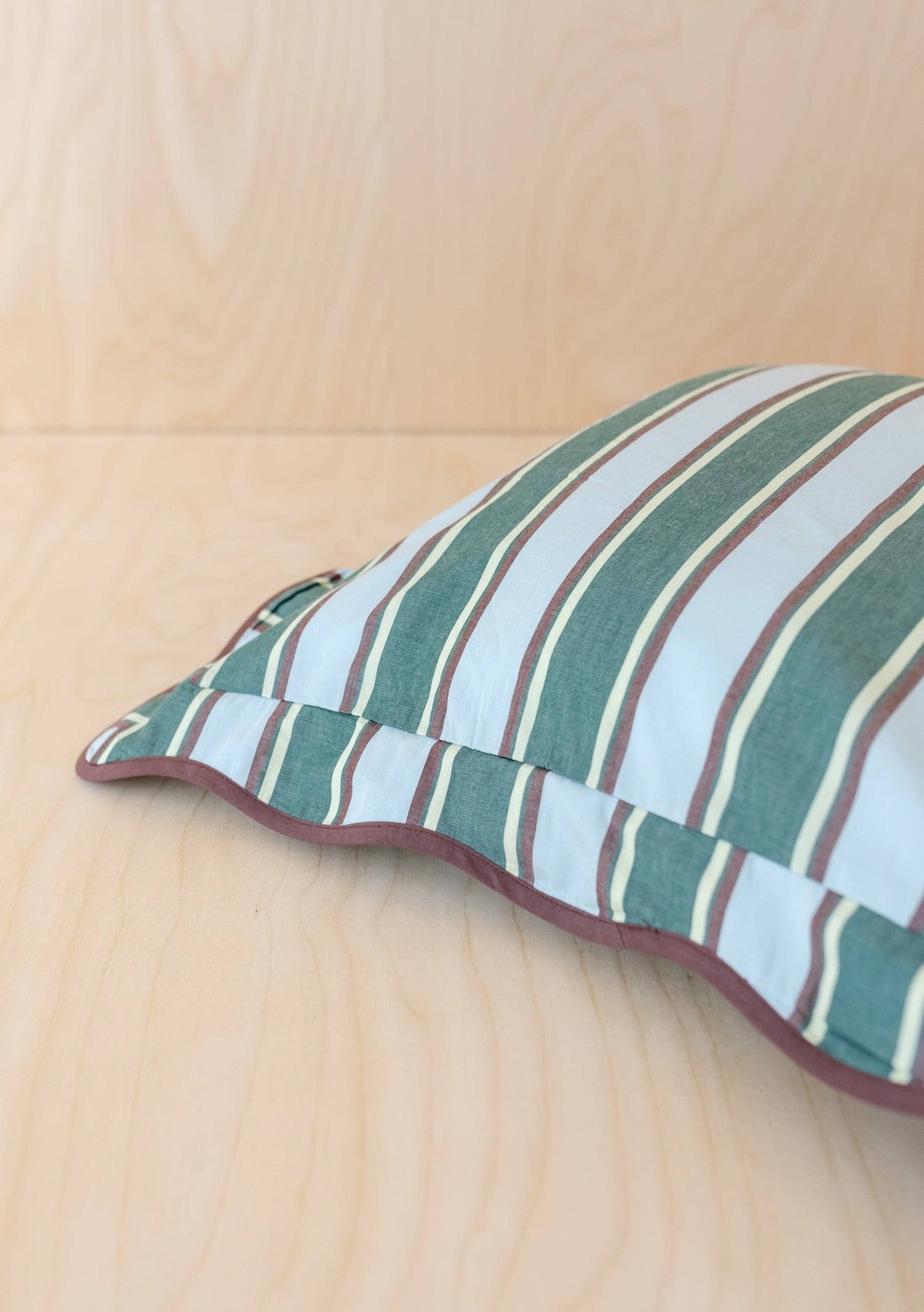 Cotton Cushion in Blue Stripe Bow