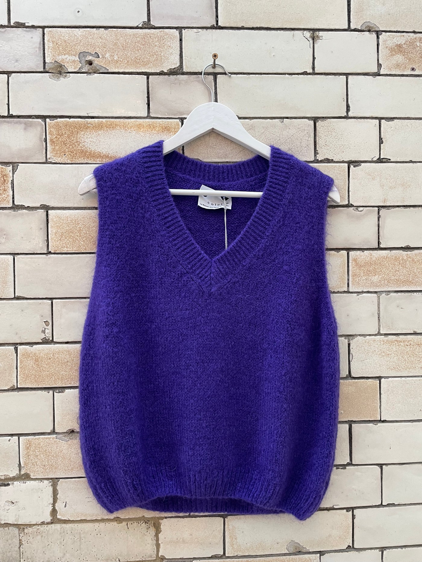 Mohair V-Neck Vest - Royal Purple