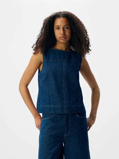 ObjReese Denim Top Medium Blue