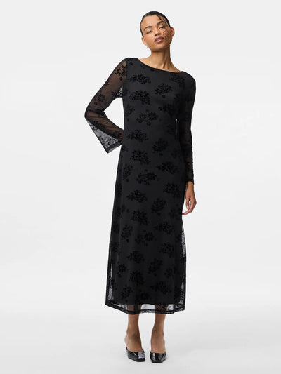 PcFlikka Long Dress Black Flowers