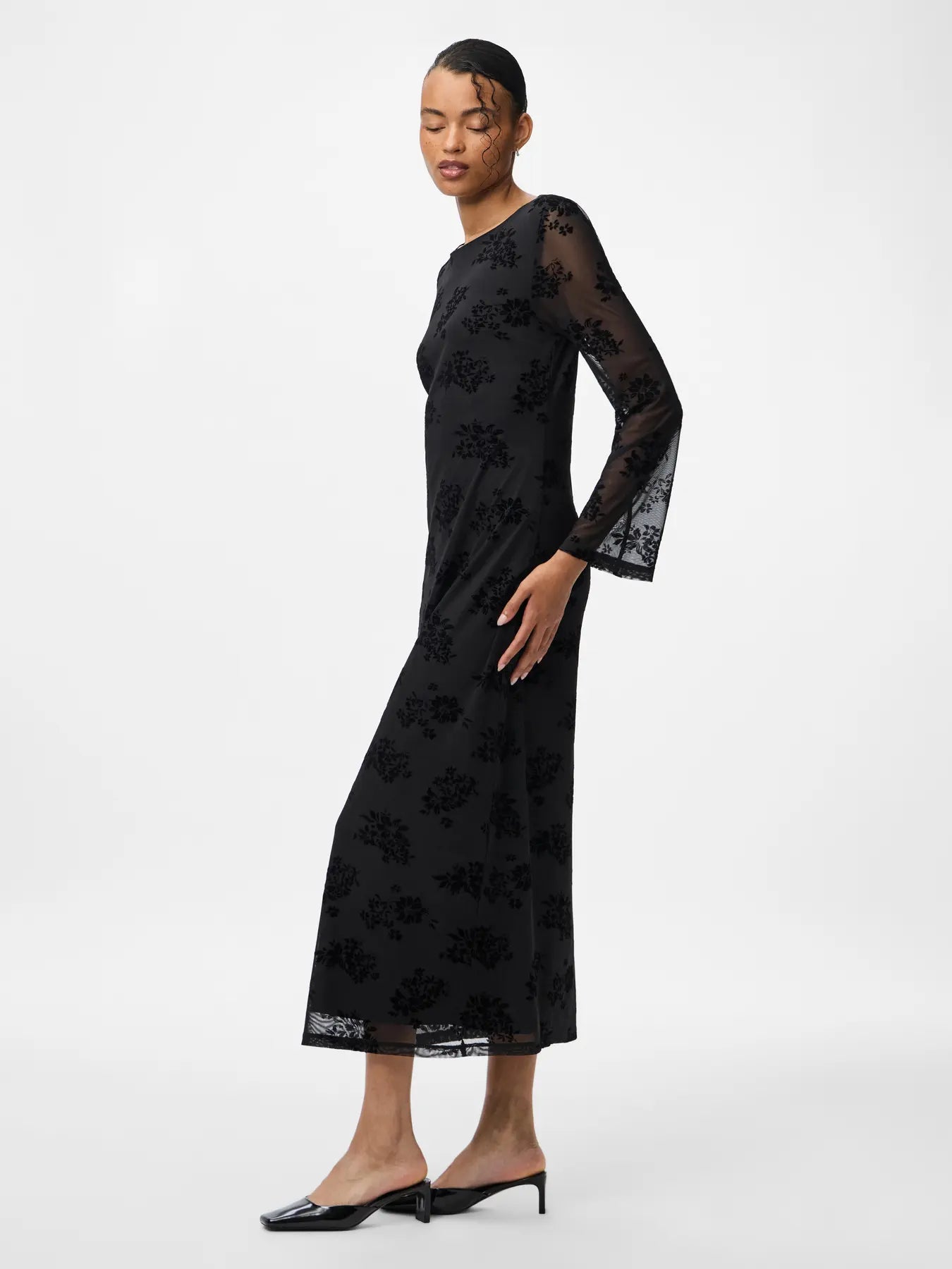 PcFlikka Long Dress Black Flowers