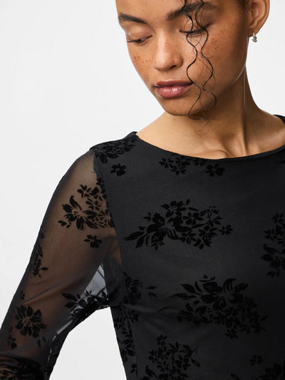 PcFlikka Long Dress Black Flowers