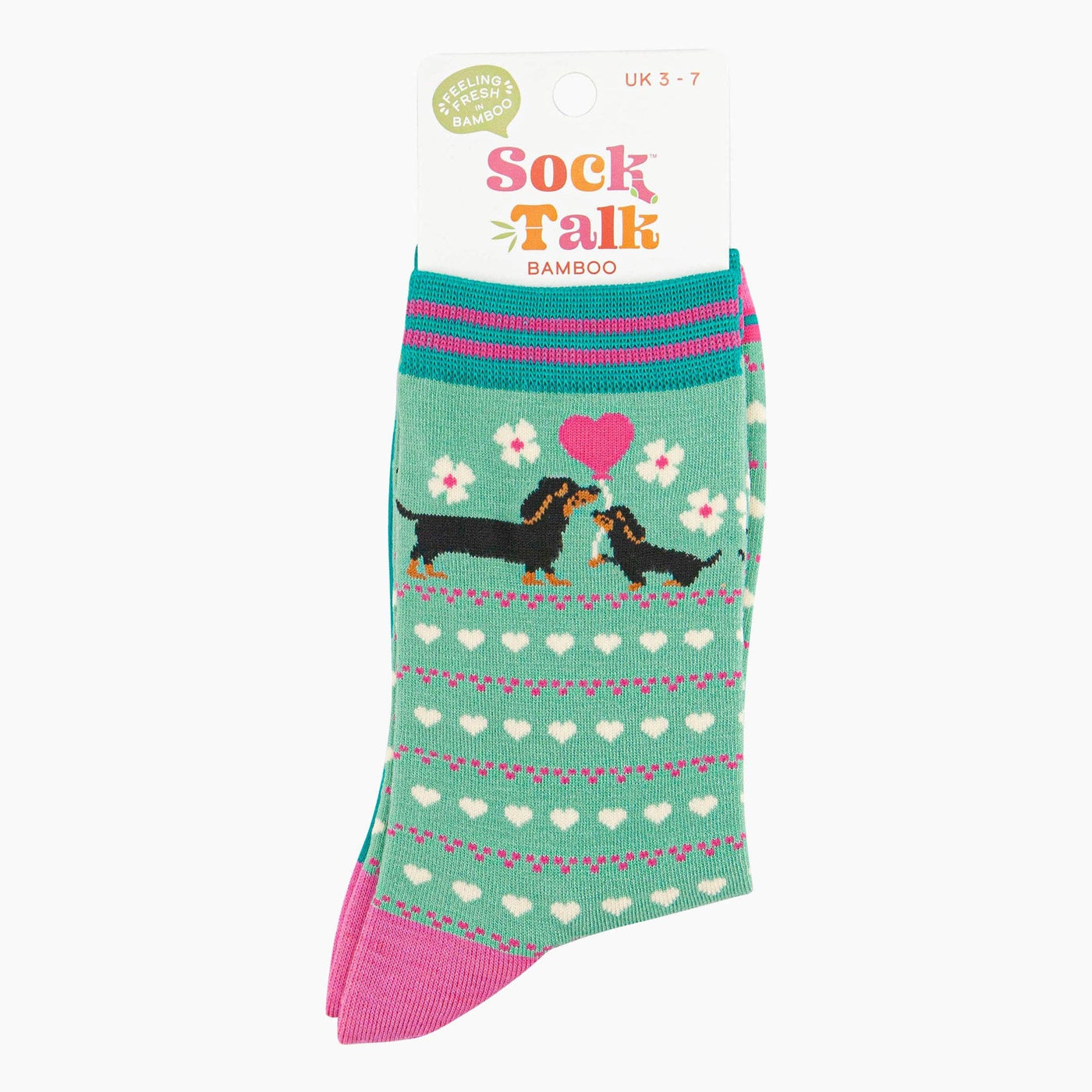 Women's Bamboo Socks - Mint, Sausage Dog & Puppy: UK 3-7 | EU 36-40 | US 5-9