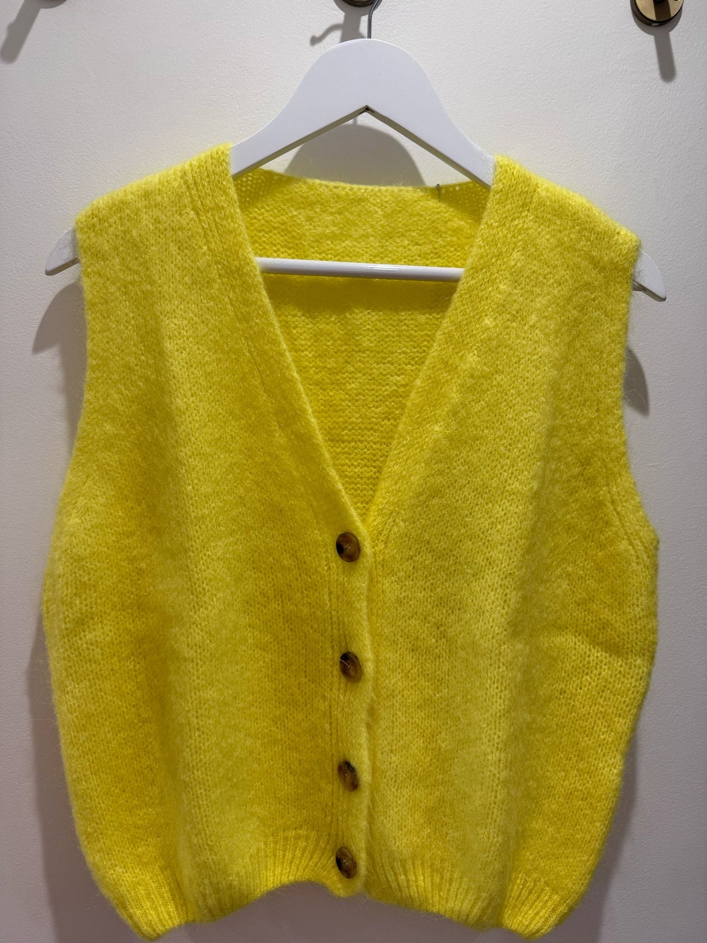 Mohair Button Vest - Yellow