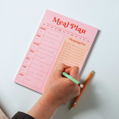 Weekly Meal Planner & Shopping List Pad A5 | Pink & Red