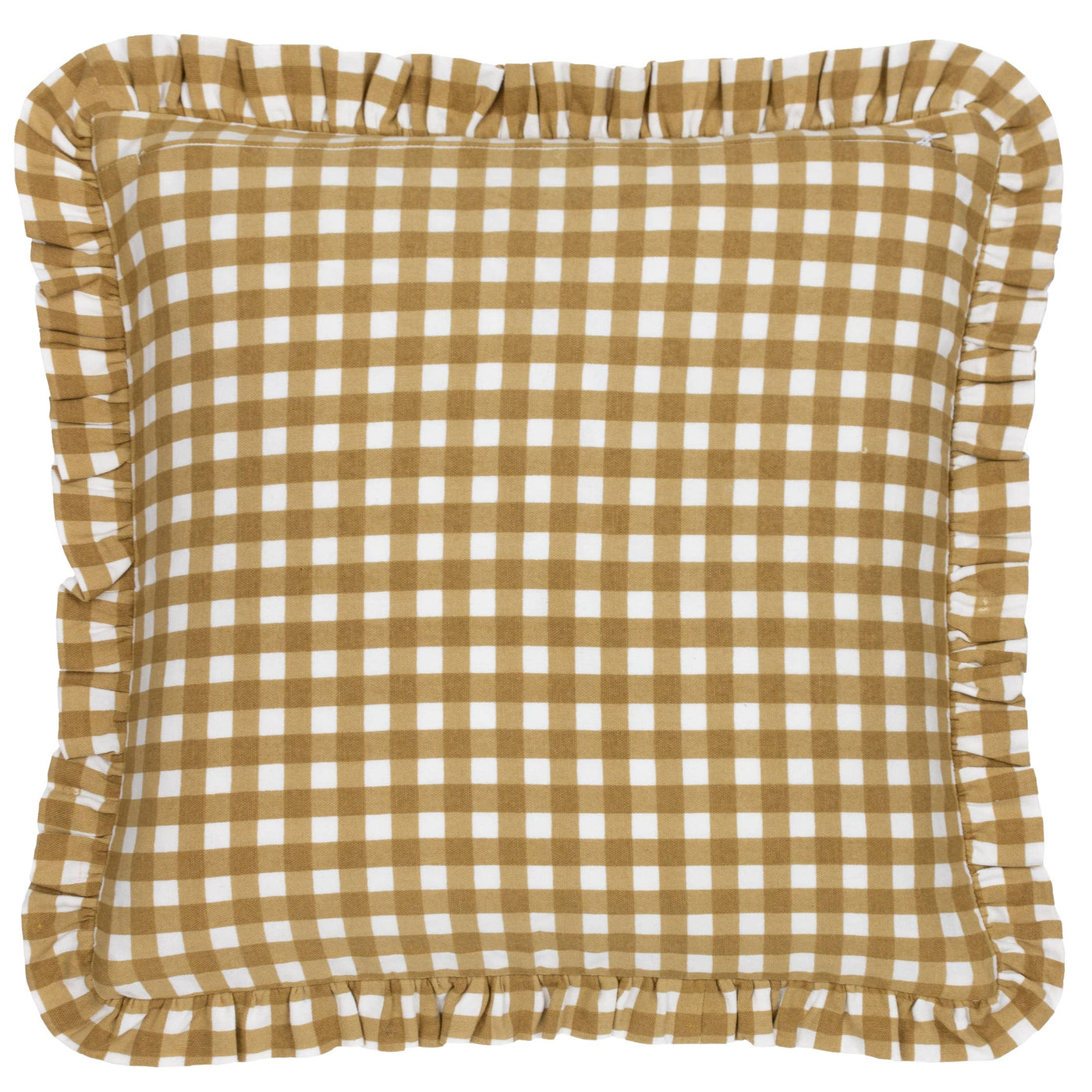 Maude Gingham Reversible Piped Cushion Gold 45 x 45cm