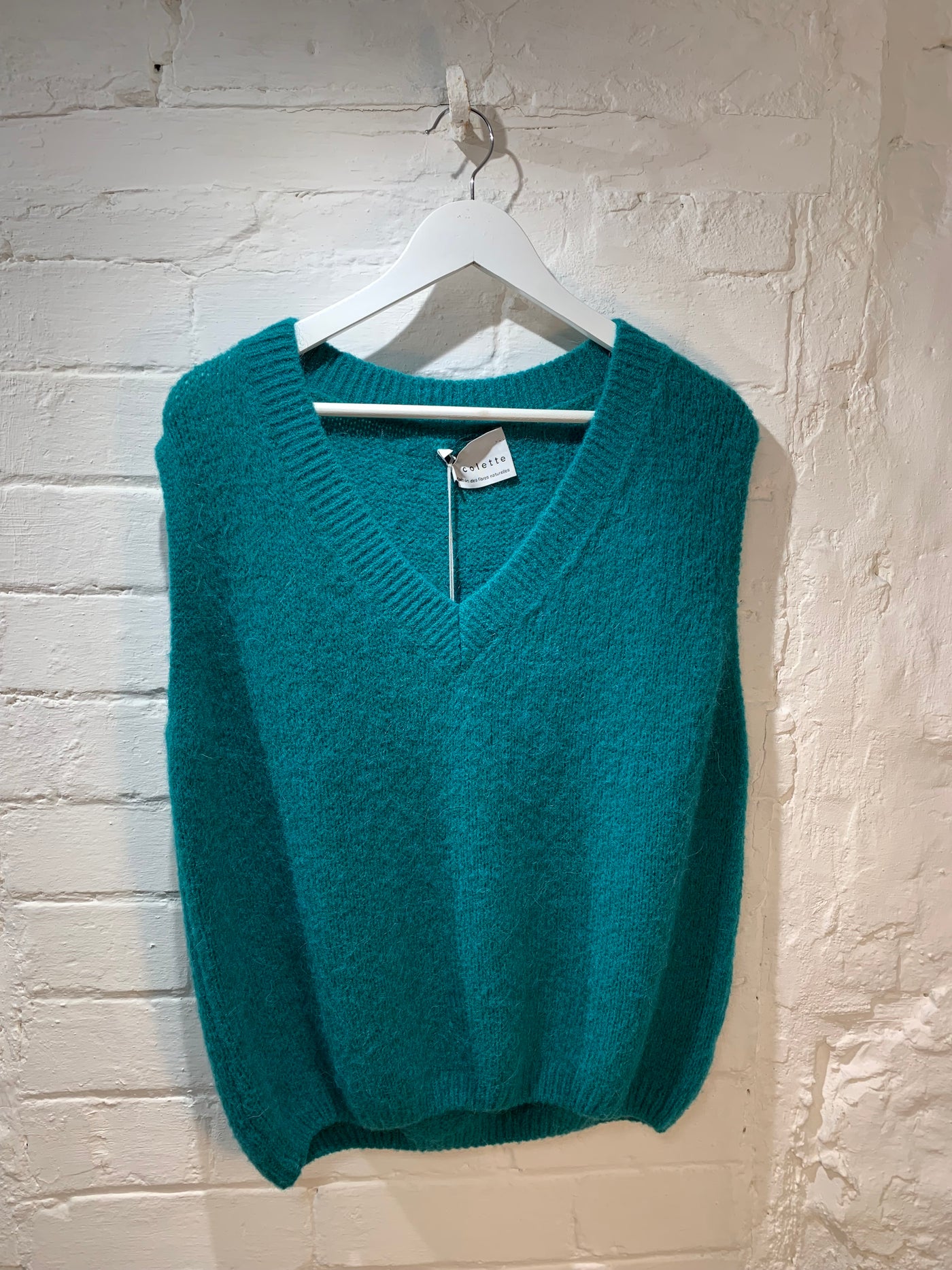 Mohair V-Neck Vest - Teal