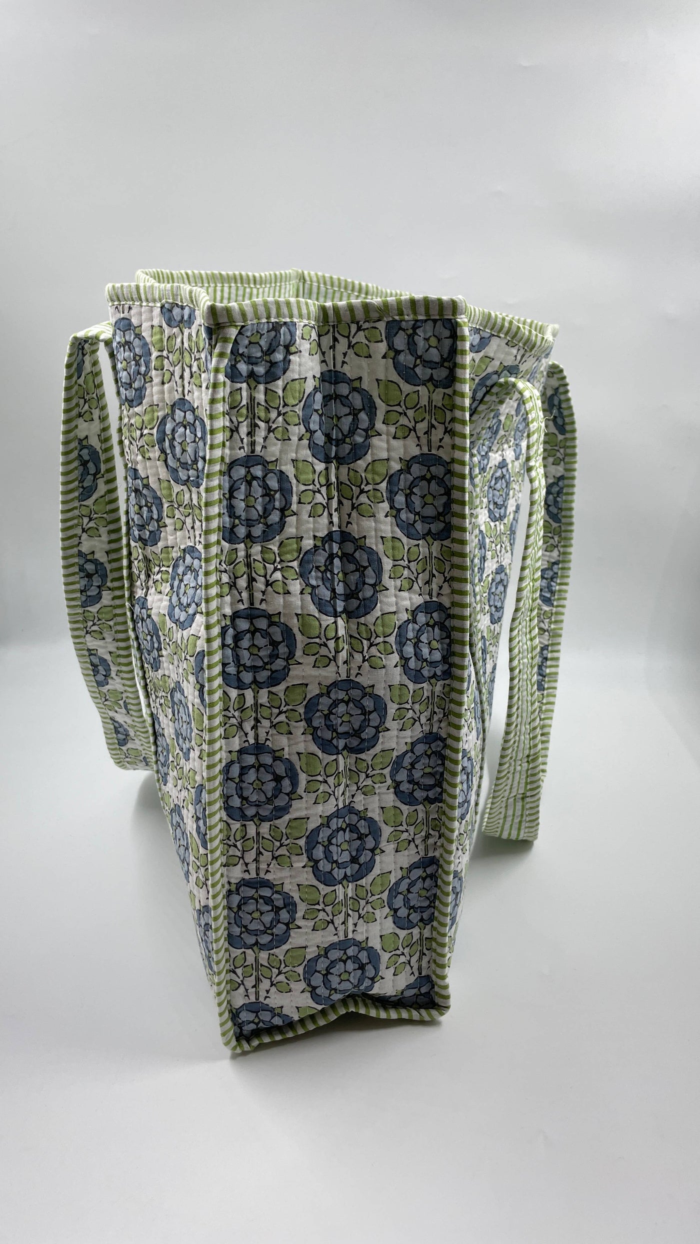 100% Cotton Kantha Quilted Boho Floral Reversible Tote Bag