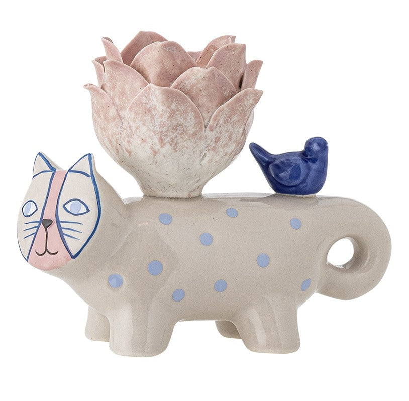 Missy Candle Holder Pink Dots Cat