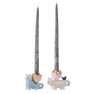 Missy Candle Holder Pink Dots Cat