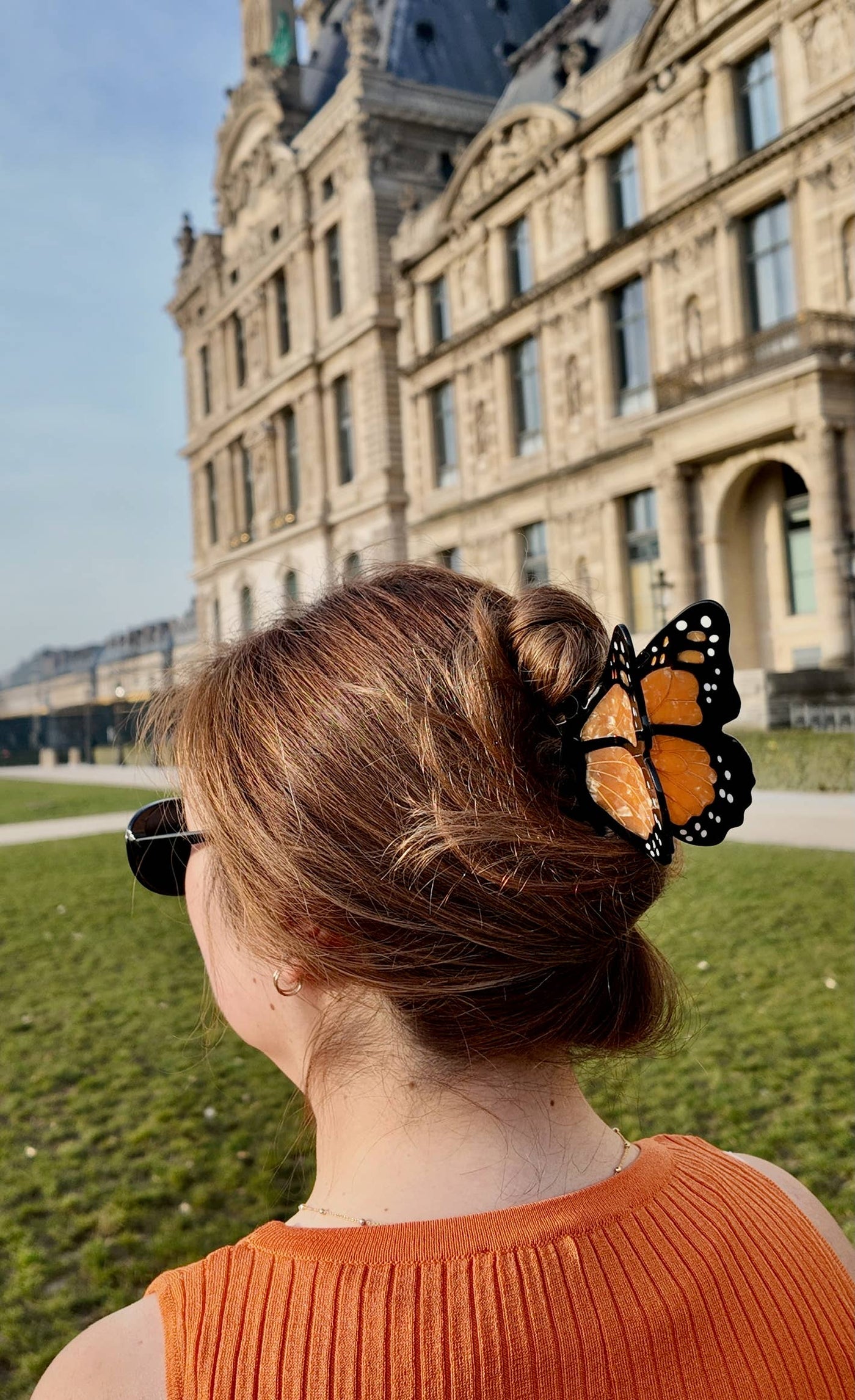Hand-painted Monarch Butterfly Claw Hair Clip | Eco-Friendly: Pink