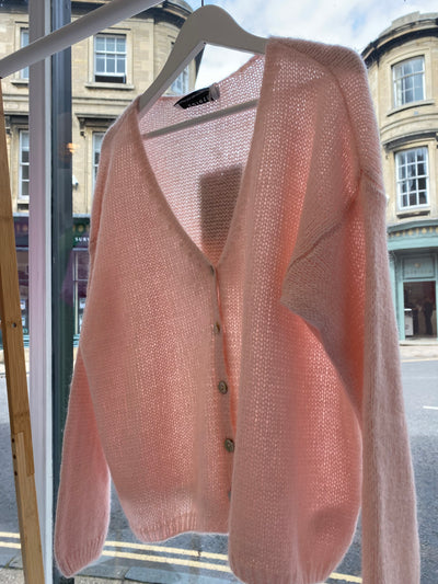 Mohair Blend LS Cardigan Pale Pink