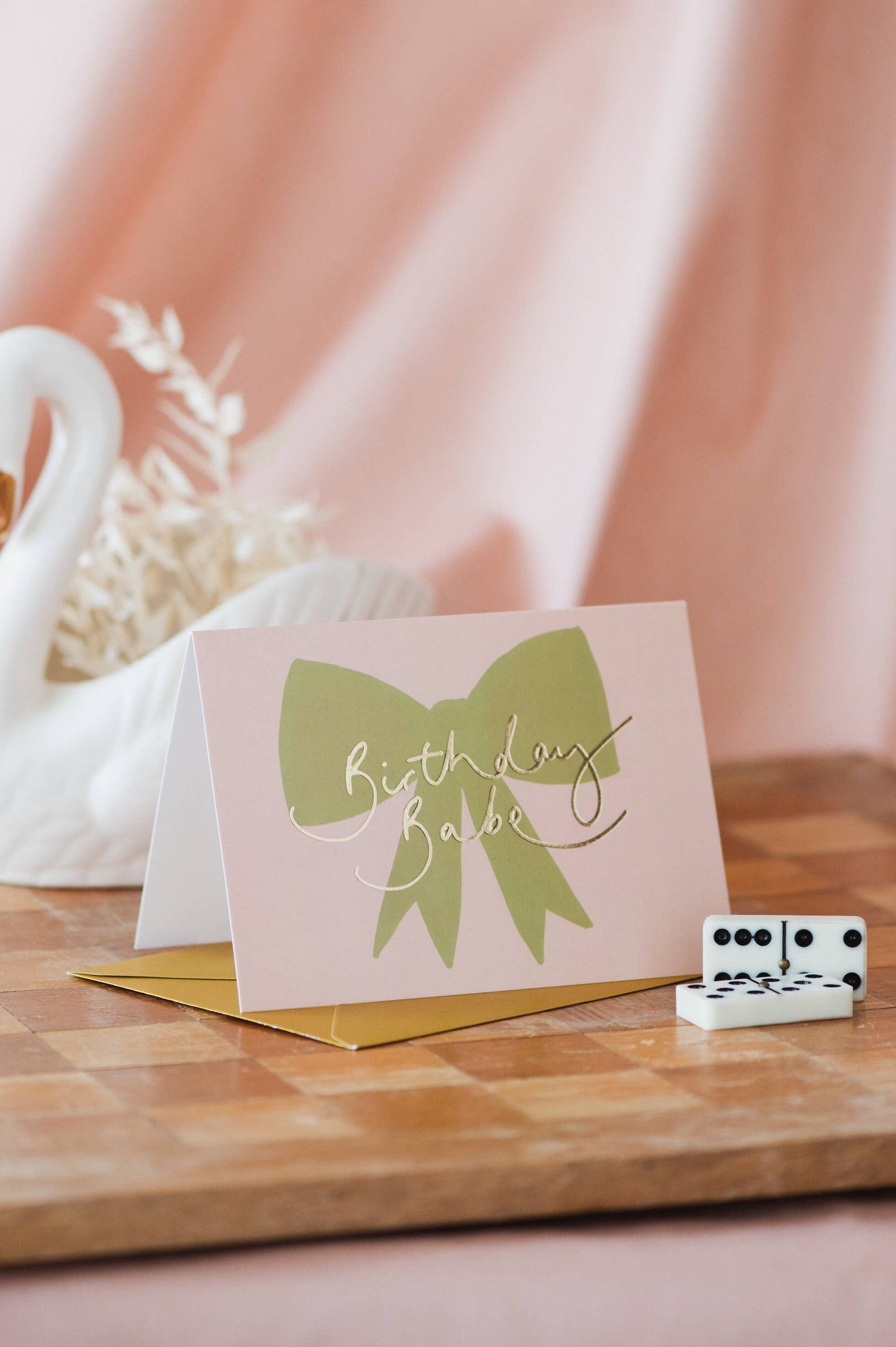 'Birthday Babe' Green Bow Card