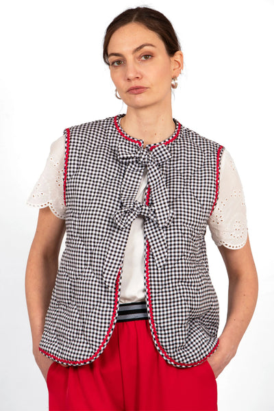 Noa Quilted Gilet Black Gingham