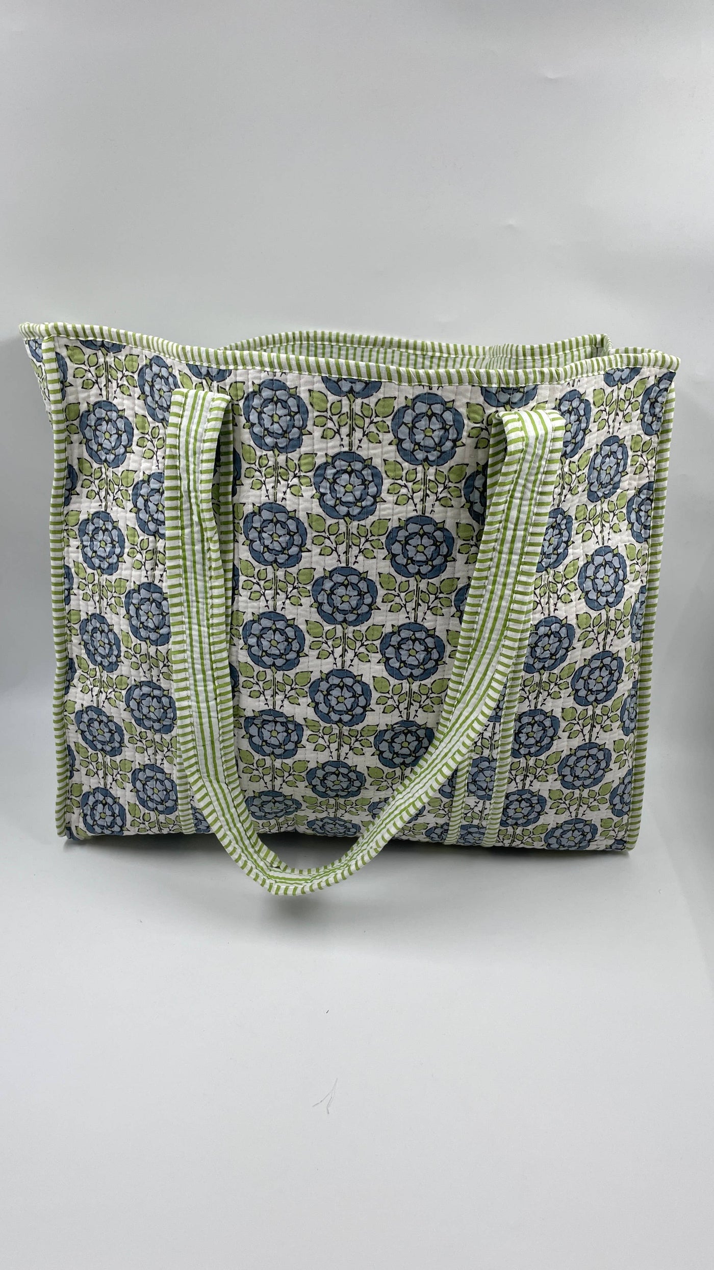 100% Cotton Kantha Quilted Boho Floral Reversible Tote Bag