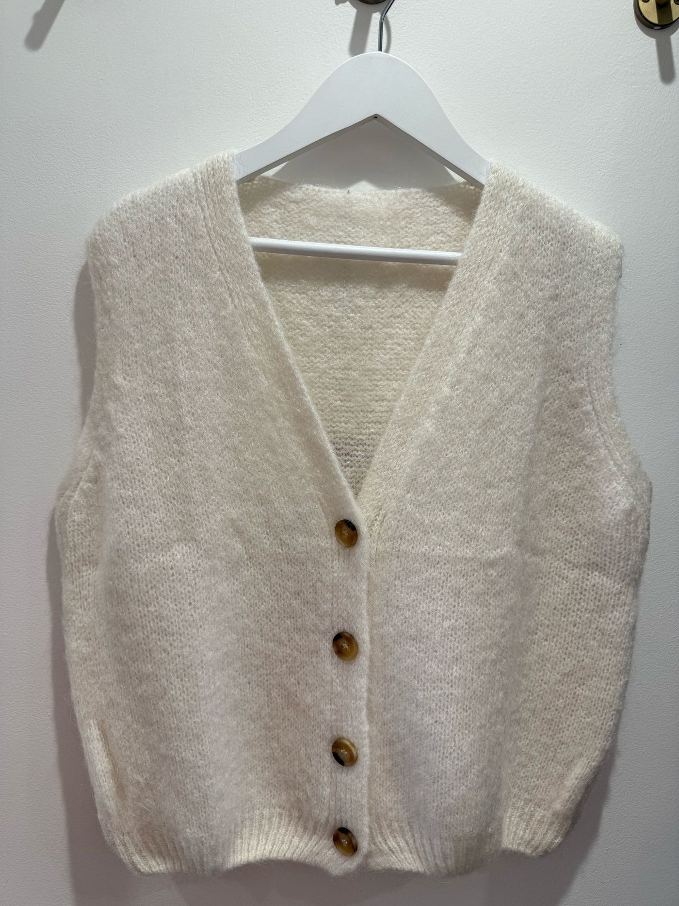 Mohair Button Vest - White
