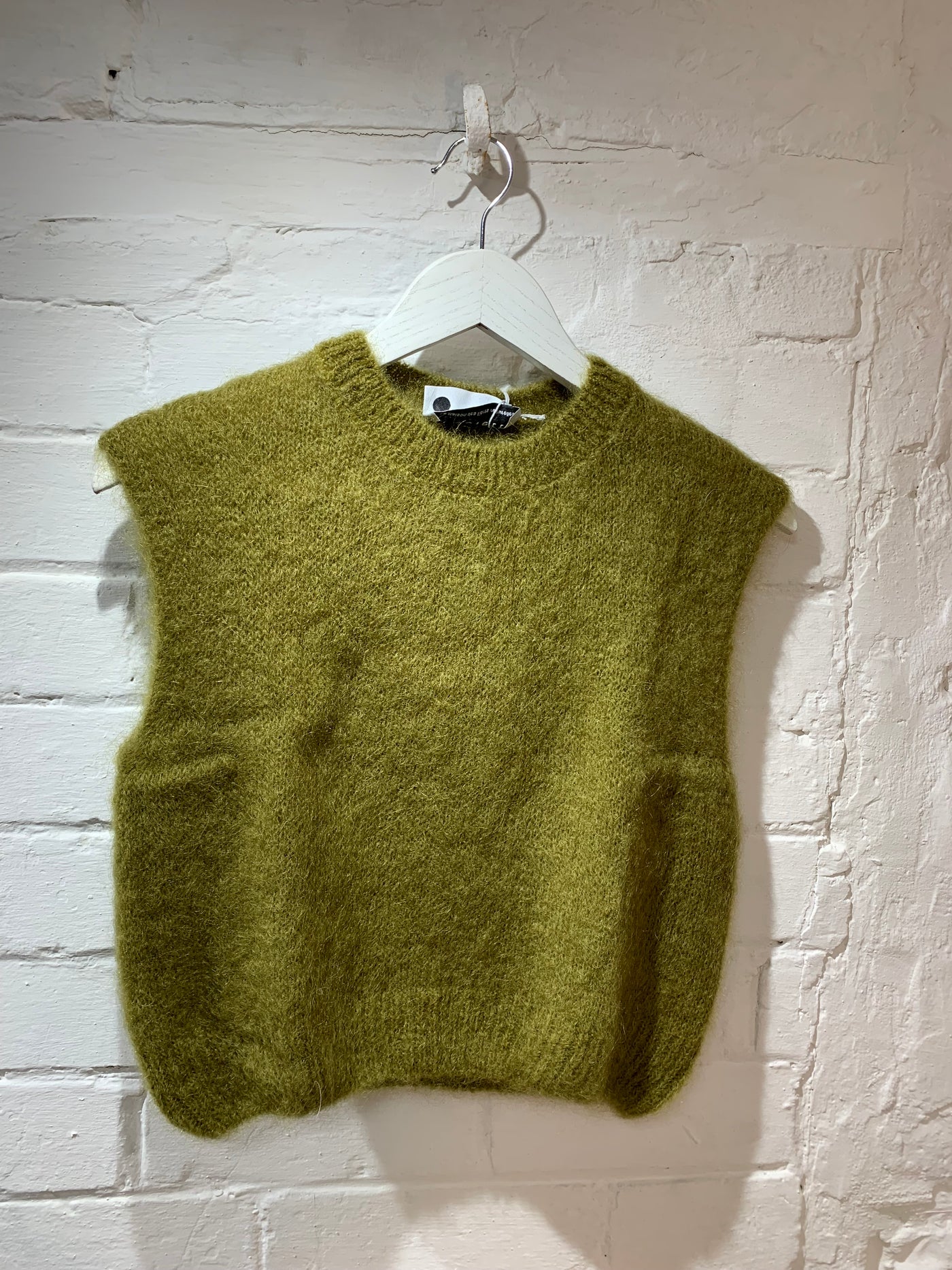 Mohair Cropped Vest - Olive Green