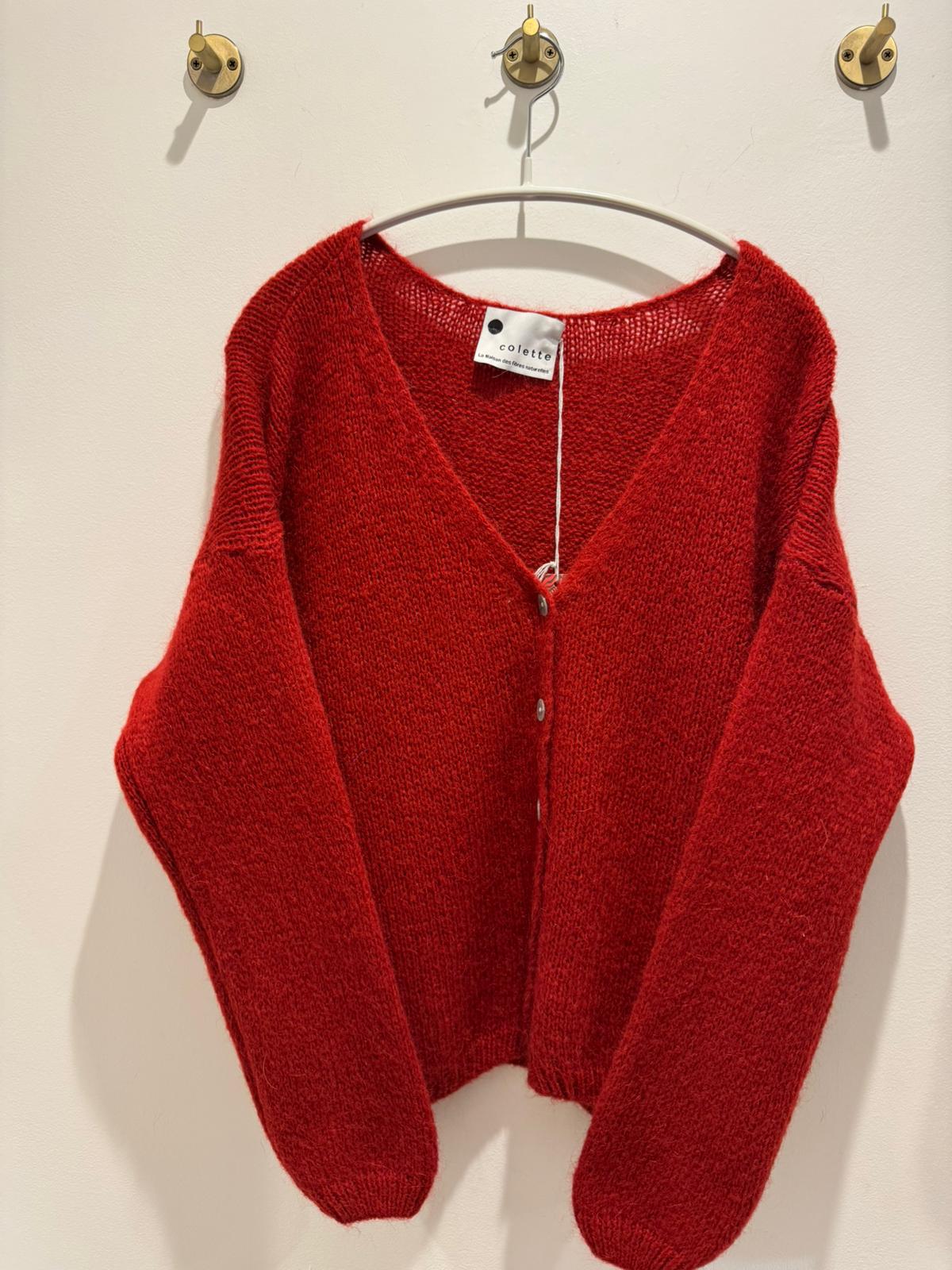 Mohair Cardigan - Wine Red