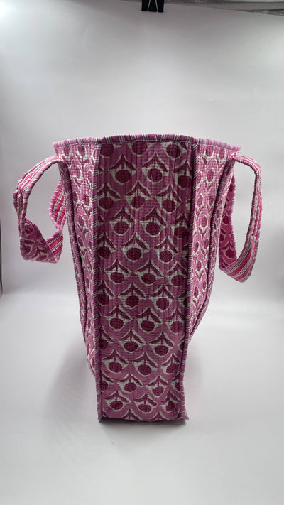 100% Cotton Kantha Quilted Boho Floral Reversible Tote Bag