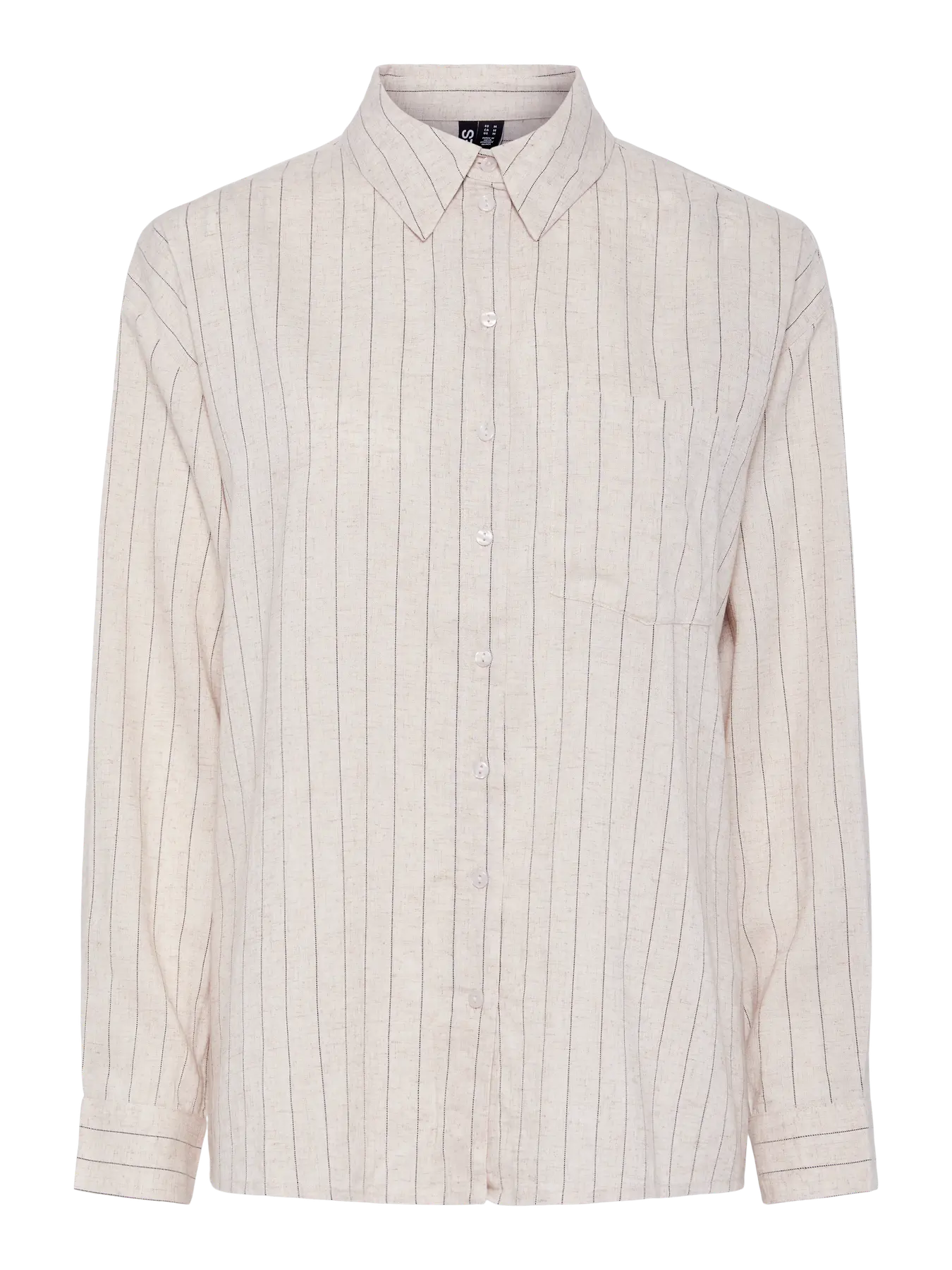 PcPia LS Loose Shirt Birch/Black Stripes