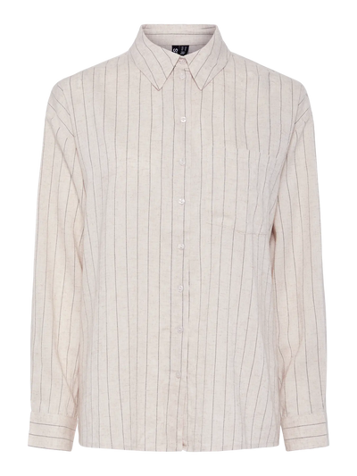 PcPia LS Loose Shirt Birch/Black Stripes