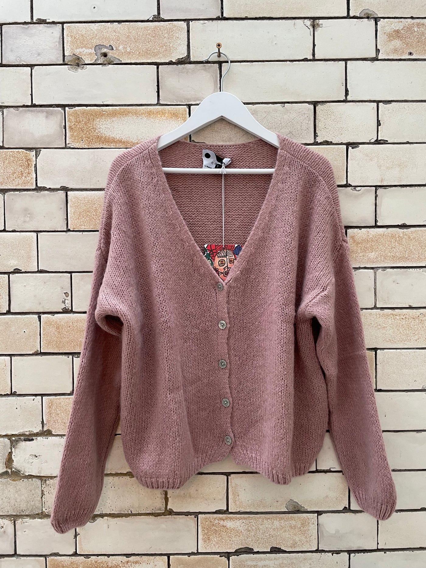 Mohair Cardigan - Dusty Rose